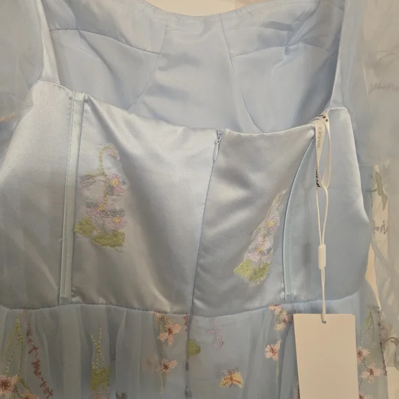 Light Blue Floral Embroidered Maxi Dress - Picture 7 of 7